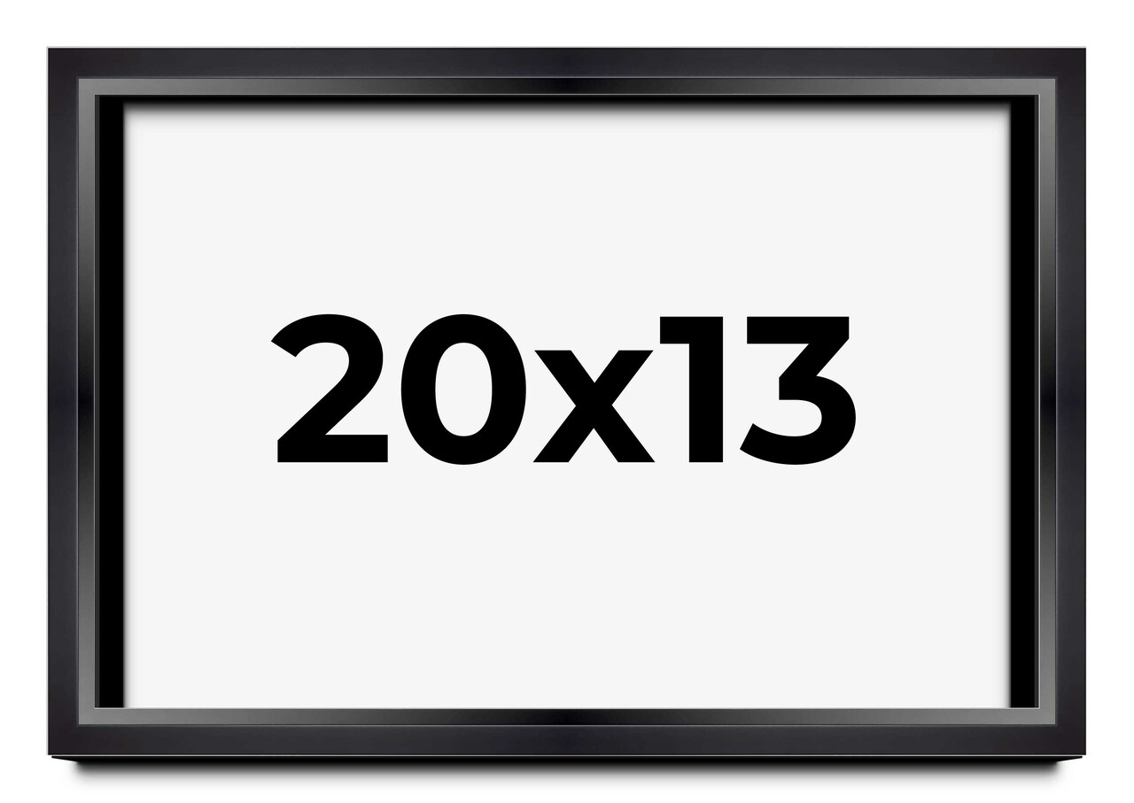 20x13 Modern Shadow Box 1.5" Depth Black Picture Frame - UV Acrylic, Backing, Hanging Hardware